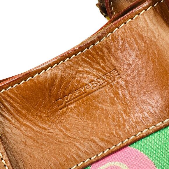 Vintage Dooney & Bourke DB Monogram Handbag - Pink / Green 12.5” x 3.5” x 10.5” - Picture 10 of 14